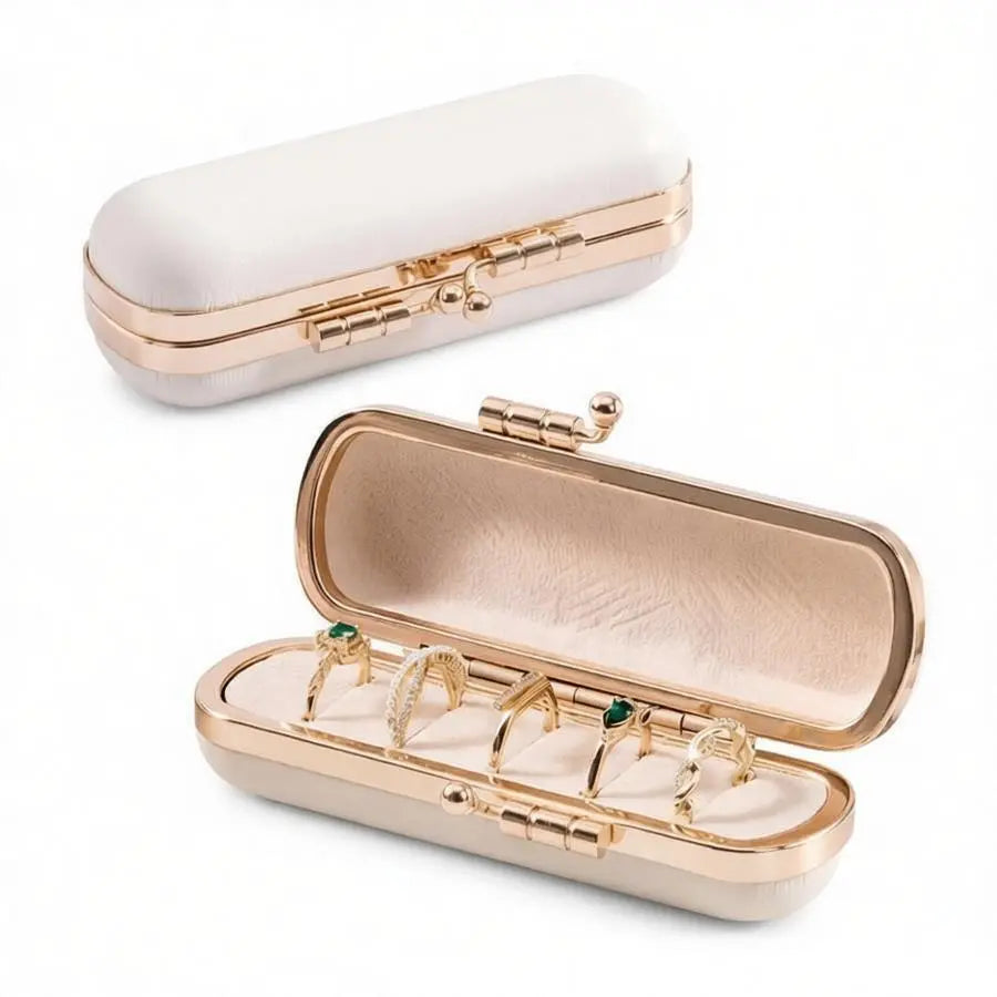 Vintage Mini Travel Ring Case - Portable Pocket Jewelry Box