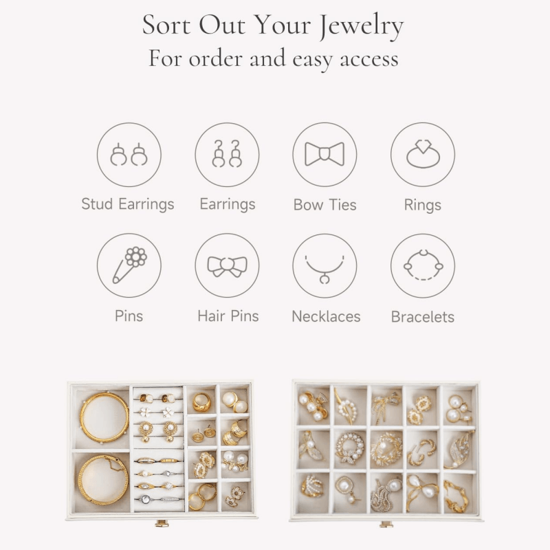 Glass lid jewelry box storage guide – stud earrings, earrings, bow ties, rings, pins, hair pins, necklaces and bracelets