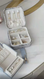 Patterned PU Leather Travel Jewelry Box for Women – Portable Organizer Case