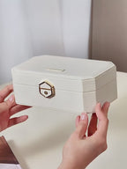 Octagonal Jewelry Box for Women – Dual Layer Anti-Tangle PU Leather Organizer